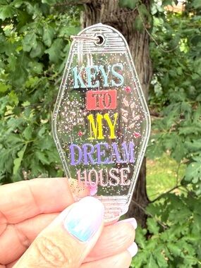 Vintage style motel key 3.5” keychain “Keys to My Dream House” gift idea